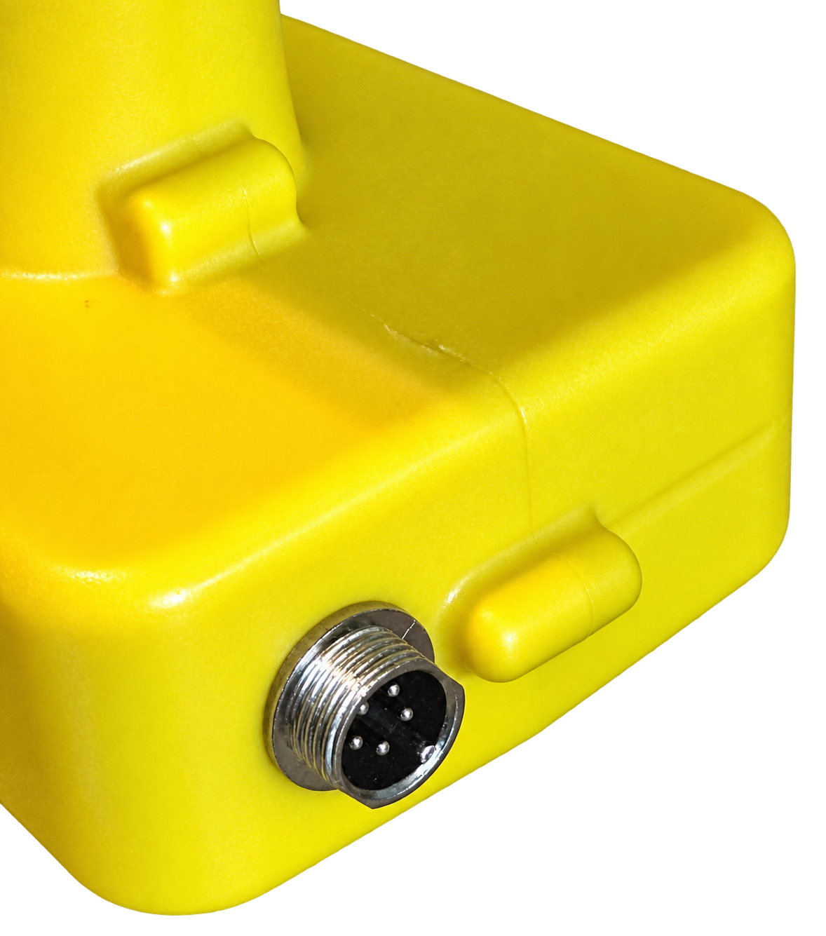 Close-up of the e-bander’s five-pin charger and sensor connector